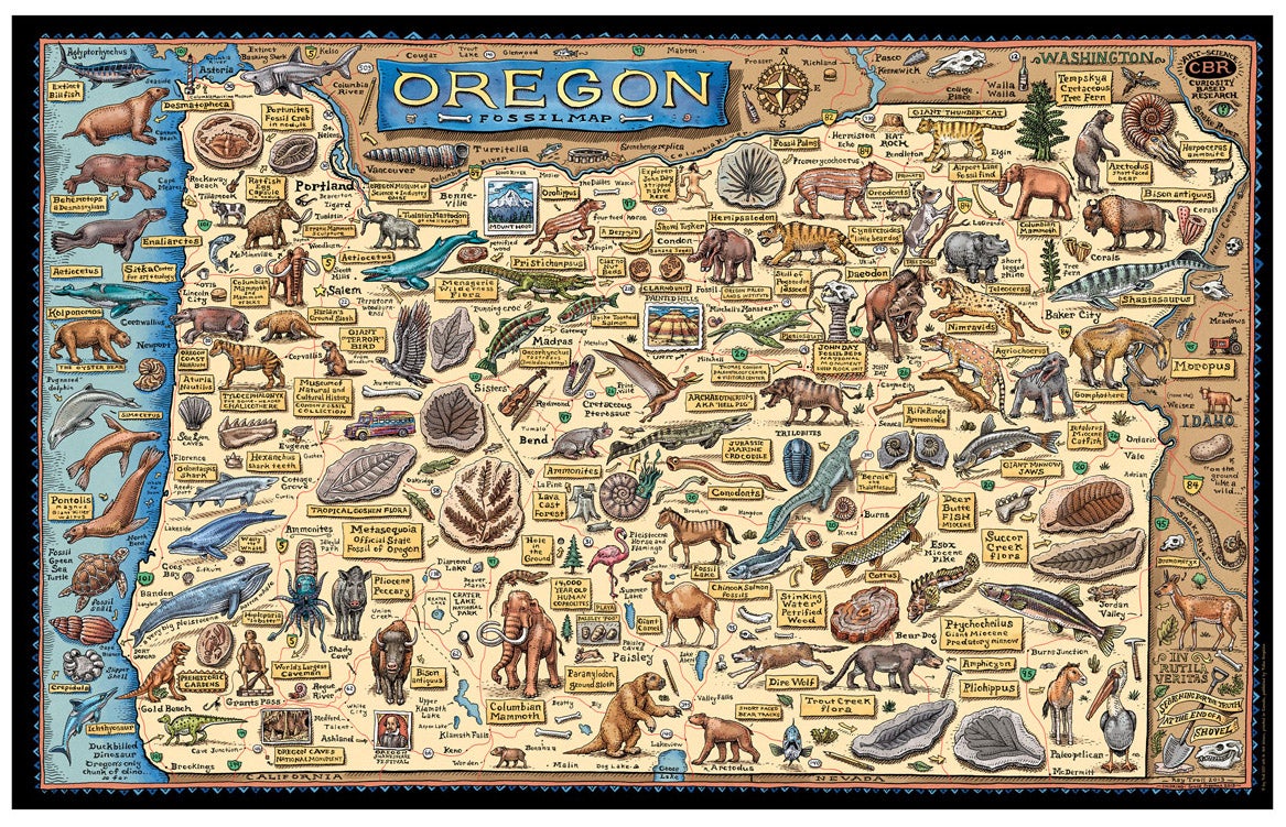 Ray Troll Oregon Fossil Map