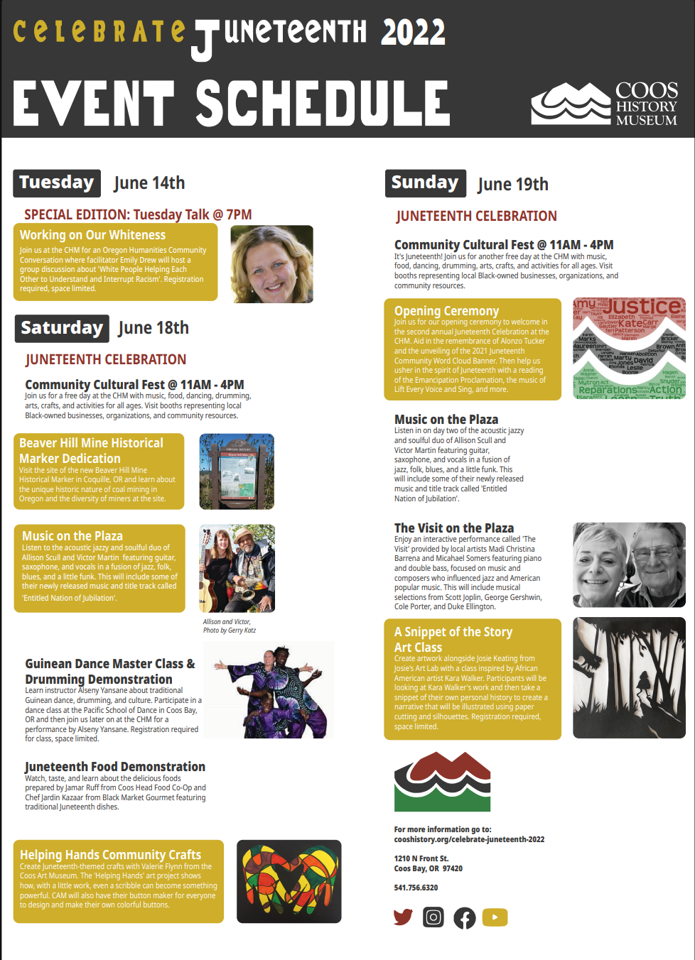 Coos History Museum Juneteenth Event Schedule