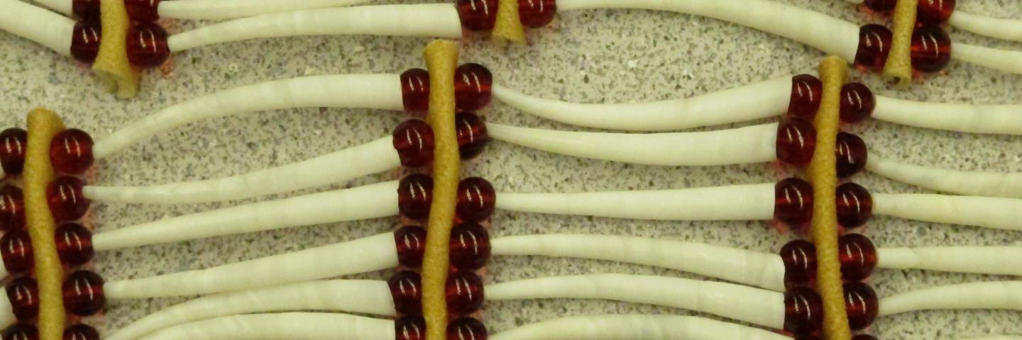 Mildred Quaempts finished beaded red and white necklace.