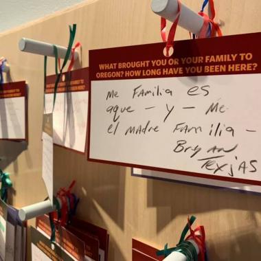 The interactive Oregon Stories display