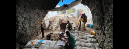 Archaeologists work in Connley Caves in 2022