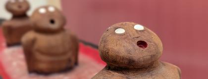 Wood carving of spirit canoe