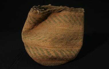 Cylindrical Bag, with dyed overlay and false embroidery
