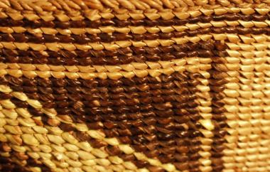 Basketry Hat with Lake Motif Detail