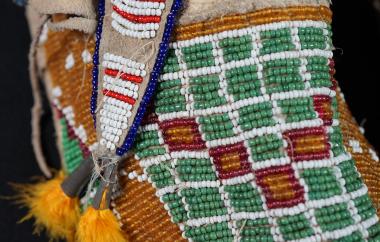 Beaded Moccasins detail closeup on grid
