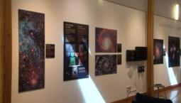 James Webb Space Telescope images in the museum galleria.